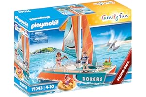 Playmobil 71043 Catamaran - Family Fun - avec Trois Personnages, Un Bateau à Voile et des Accessoires - Les Vacances à la mer - activités de Loisirs - Promo Pack - Dès 4 Ans
