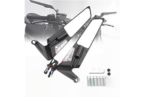 Letgoing Motorcycle Stealth Wing Rear View Mirrors 360° Adjustable Aluminium Alloy Mirrors for Z400/Z650/Z900 Duke 125-1290 MT07/09 Universal 8mm/10mm Fitment (Big size LED)