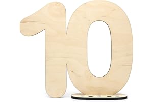 HAGEFOL Libro degli ospiti in legno con numero 10 – da scrivere come regalo con supporto e porta candele di compleanno – per 10 compleanno, 10 anni di anniversario o matrimonio