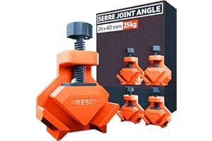 Presch Serre joint angle 4 pcs - Presse d'angle pour épaisseur de panneaux jusqu'à 26 mm - Force de serrage de 25 kg pour le collage - Pince à angle droit en plastique renforcé de fibres de verre