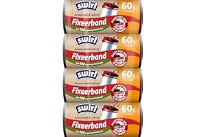 ‎SWIRL Swirl Reißfest & Dicht Fixierband Müllbeutel 60 l (4 x 10 Beutel), tropfsichere Müllsäcke für den Hausmüll, reißfeste Mülltüten für sicheren Halt am Mülleimer