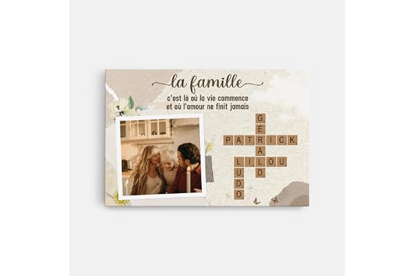 Cadeau Plus Toile Personnalisée Famille - Tableau Personnalisé, Toile Prenom Personnalisable, Cadre Prenom Personnalisé Familial, Tableau Famille Personnalisable (Modèle #21)
