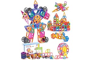 KALAHOL 115pcs Intelligent Magnetic Building Blocks Set, Creative Educational Construction Toys Set for Kids Game, Unique Travel Series Magnetic Tiles for Kids, 88pcs and 24 Castle Cards Set Gift Box