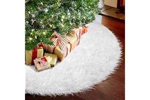 POJAH 78cm Weihnachtsbaum Decke,Weiß Plüsch Tannenbaum Decke,Runde Kunstfell Christbaumdecke Teppich Weihnachtsschmuck für Weihnachten Baum Rock Deko