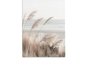 ARTland Wanddeko Glasbilder Wandbild Glas Bild 60x80 cm Pflanzen natural elements Gräser Pampasgras Strand Boho Deko U5GO