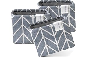 NORDIS DESIGN Kleine Aufbewahrungskörbchen 3er Set (11x11x9cm), Aufbewahrungskorb klein als Aufbewahrungsbox Bad, Organizer Wickelkommode & Aufbewahrungskorb Küche / Aufbewahrungsbox Stoff grau