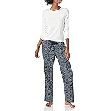 Amazon Essentials Pigiama con Maglia a Maniche Lunghe e Pantaloni in Flanella Leggera (Disponibili in Taglie Forti) Donna