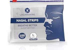 LAGANSHIRE Nasal Strips Snoring Solution - Nasal Dilator for Anti Snoring- Best Nose Strips for Breathing - 100pcs - Sleep Right and Breathe Easy at Night (Regular,Large)