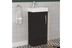 ROYAL BATHROOMS.CO.UK Modern Bathroom Vanity Unit 400mm 1-Door Floor Standing Storage Cabinet Basin Sink Hale Black Cloakroom