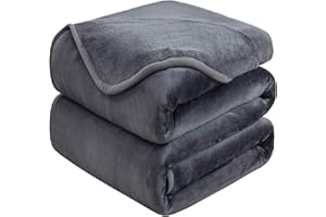 HOZY Plaid Coperta Pile Matrimoniale Antistatica - Super Morbido Coperta leggera e Calda - Adatta per Copriletto Copriletto e Copridivano - Grigio Scuro Grande 220x240cm