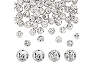PH PandaHall 60pz Perline Distanziatrici Argento Tibetano 8mm Perline Distanziatrici Rotonde per Creazione Gioielli Braccialetti Collane Orecchino Artigianato Fai Da Te, Foro: 1.5 mm