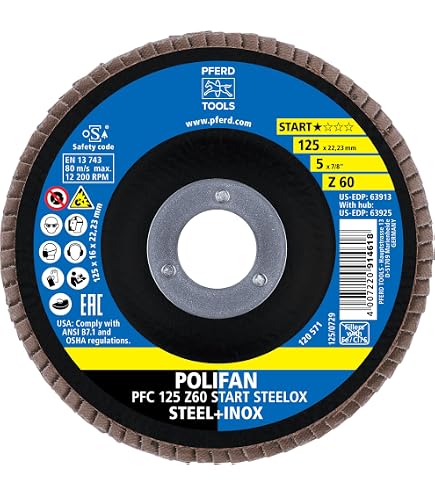 PFERD Disco Da Taglio EHT 125x1,6x22,23 Mm – 10 Pezzi, Per Acciaio E Inox, PSF STEELOX, Velocità Max 12.200 RPM
