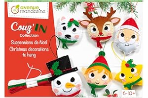 AVENUE MANDARINE MY MANDARINE KC157C - Une Boîte créative enfant - 6 personnages Mini Couz'in à coudre et à suspendre - À partir de 6 ans - NOËL