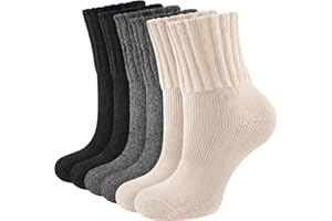 Niorasen Thermal Socks for Women, 3 Pairs Wool Winter Warm Thick Socks, Full Cushioned Cosy Comfy Ladies Hiking Walking Boot Crew Sock with Gifts Box, 4-8