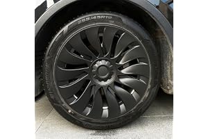 KAVANIC 4 st Hjulskydd Passar för Tesla Model Y 48,3 cm Matt Svart Med Symmetrisk Logotyp (4 st) Uberturbin-stil Passar för T