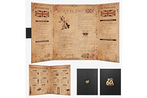 Alowor Born in 1965 UK Vintage Tri-Fold Birthday Poster, 60th Birthday Gift for Men/Women, Dual-Fold Childhood/Teen Memories Card Newspaper with Retro Party Decorations, Perfect Home Decor