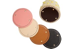 BLUCENT 4 Pieces Bag Bottom Base PU Leather Handbag Bottom Shaper Pad Round Bag Bottom Cushion with Holes for Knitting Bag Crochet Bag Handmade DIY Bag (15cm Diameter)