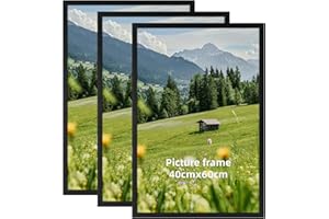 Hoikwo Lot de 3 Cadre 40x60 cm Noir, Cadre 60x40 cm en Aluminium, Pour, Poster, Photos, Puzzles, Suspension Horizontale ou Verticale