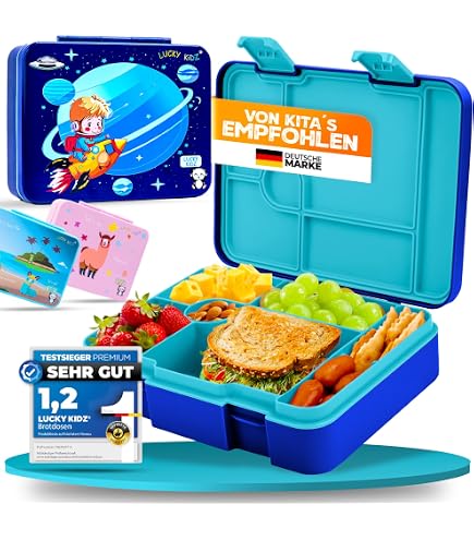 Mepal Kinder Brotdose Campus – Weltall Motiv Mit Astronaut & Rakete, Bento-Einsatz, Snackgabel, 750 Ml, Spülmaschinenfest –