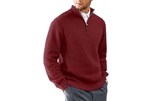 HYPESTFIT Mens Quarter Zip Sweater Mock Neck Knitted Pullover Long Sleeve Jumper Casual Top