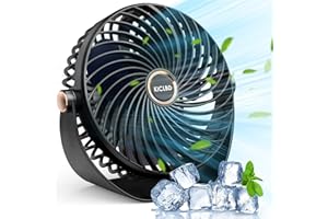 KICLBD M93 Mini wentylator z 5 prędkościami, silny przepływ powietrza, chłodzenie, przenośny i bardzo cichy, obracana o 360° głowica, ładowanie USB, do domu, biura, sypialni, biblioteki, czarny