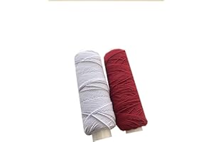 THE TRIMMING DEPARTMENT Shirring Shearing Elastic Thread, 20 Meter Each Colour Per Spool, Pack of 2 X 20m Spools, Sewing, Haberdashery, Craft, Smocking, Gathering, (White & Red), 30 Colours Available