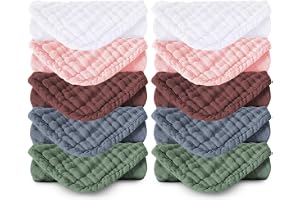 Koo-dib Baby tvättlappar, 10 muslin, dregellappar, 30 x 30 cm, muslindukar, bomull, moltonhanddukar, mjuka ansiktshanddukar, nyfödda bebisar, våtservetter
