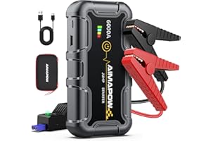 AIMAPOW Starthilfe Powerbank 6000A 12V (All Benziner/10,0L Diesel) Auto Starthilfe mit LED-Taschenlampe, großen Bildschirm, Jumper Bildschirm, Autobatterie Booster für SUV Motorrad Rasenmäher