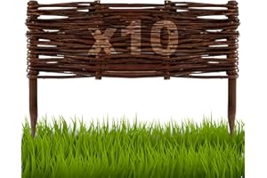 Floranica Clôture de pelouse en Saule Piquets en aulne Bordure de lit de Jardin Dimensions: 10 pcs x 40 cm Hauteur: 20 cm