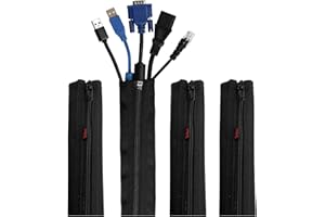 Hikig - Funda de gestión de Cables, Sistema Organizador de Cables, Funda de Nailon portátil de 19.5 Pulgadas con Cremallera, Cubierta de Alambre, Envoltura de Cables, Fundas de Cable para TV,