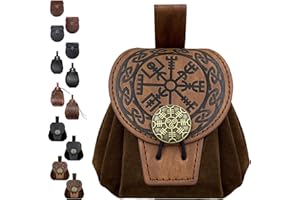 LUKIUP Sacoche Ceinture Médiévale en Simili Cuir Embossé, Ensemble de Sacoches Ceinturer Renaissance en Simili Cuir, Petites Sacoches de Ceinture pour Cosplay, Halloween et Événements Médiévaux (B)