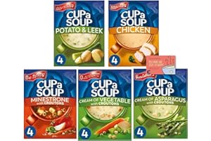 CC1ST CUSTOMERS COME 1ST Batchelors Cup a Soup Variety Pack - Potato & Leek, Chicken, Minestrone, Cream of Vegetable, Cream of Asparagus - 20 Servings, 5 Flavors, Total 521g