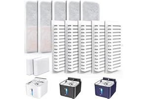 PLOOHT 10 Pièces Filtre Fontaine pour Chats + 2 Pièces Éponges, Filtre de Remplacement Fontaine à Eau pour Chats, pour Fontaine Chat avec Detecteur de Mouvement (Version Actualisée)