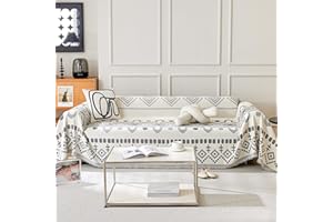 TAOTAOGO Sofa Cover 2 3 Seater Boho Chenille Corner Sofa Slipcover Washable L Shape Sofa Covers Reversible Sectional Couch Cover with Tassel Furniture Protector Loveseat Futon Cover D Grey 180x300cm