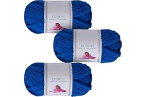 Utopia Crafts Cuddle Super Chunky - Hilo de chenilla suave para tejer y ganchillo, 3 unidades, 100 g (azul rey)
