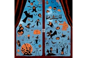 BOOMTOP 9 Fogli Adesivi per Finestre Halloween Vetrofanie Adesivi Vetro Decorativi Zucca Pipistrello Rimovibili Adesivi Halloween Decorazione per Finestre Vetro Casa