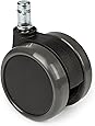 hjh OFFICE 619010 5X Hartbodenrollen 11mm / 65mm Büro-Stuhl-Rollen für Hartböden (5er Pack)