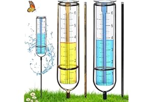 VEGENA 2 Stück Regenmesser Glas,Niederschlagsmesser mit Erdspieß,Regenmesser Metall,Wassermesser Niederschlagsmengenmesser,Outdoor Regenmesser,Abnehmbarer Regenmesser für Garten Rasen Terrasse Dekoration