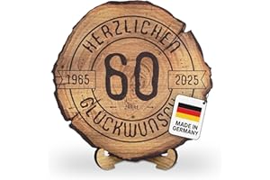 ‎DARO DESIGN DARO Design – Baumscheibe mit Gravur für 60. Geburtstag – Geburtstags Geschenk aus Holz – Hochwertige Holz Geschenke mit Gravur ideal für Geburtstag – Dicke 6mm, Durchmesser 20cm – Made in Germany