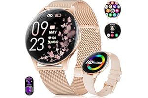 BENYAR SMART Smartwatch Damen 2025 mit Anrufen - 7,99 mm Ultra-Dünne Elegante Fitness Armbanduhr mit 1,43 Zoll HD Always-On Display, IP68 Wasserdicht, 100+ Sportmodi, Frauengesundheit für iOS Android, Roségold