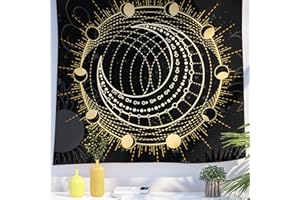 Berkin Arts Arazzo decorativo appendere alla parete, sfondo in tessuto di poliestere premium Arte spaziale Oro galattico ornato Geometrico 150 x 200 CM