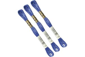 DMC - Lot de 3 madejas de hilo DMC, hilo para bordar Mouliné 117MC, 100% algodón - Se adapta a todas las técnicas y soportes, ideal para punto de cruz (AZUL)