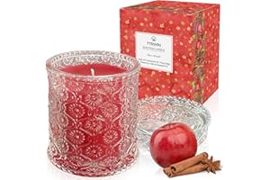 TTRWIN Red Scented Candle in Glass, Abundantly Scented of Apple and Cinnamon, 200 g, Natural Soy Wax Candle, Long Burning, Gift for Christmas, Birthday, House Warming