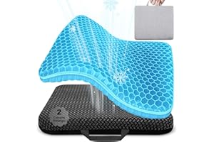 Vmingo Cuscino Gel Per Sedia,Cuscino antidecubito-Cuscino gel Elastico per Il Sostegno del Sedile,Fresco e Traspirante, Cuscino per Sedia Ufficio per Ridurre la Pressione Su Fianchi (Blu Crema)