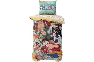 MTONLINEHANDEL One Piece Bed Linen 135 x 200 cm, Manga Pirate Bed Linen 80 x 80 cm + 135 x 200 cm, Anime Teenager Microfibre Bed Linen, Comfortable and Soft (One_Piece)