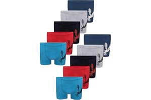 LOREZA ® 10 Boxers pour garçon sous-vêtements Culotte en Coton 2 à 15 Ans