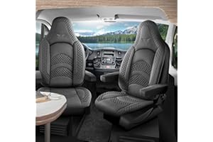 ‎RC ROYAL CLASS RC Royal Class Pilotensitzbezug Sitzbezüge Schonbezug Set passend für Wohnmobil Ducato Camper Hymer Pössl Bürstner Laika Fendt Zubehör (Vordersitzbezüge, Pilot 432, Grau L50)