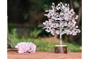 ZAICUS Rose Quartz - Gemstone Tree - Healing Crystal - Crystal Tree - Prosperity Stones - Tree of Life - Bonsai Money Tree - Spiritual Gift - Christmas Tree - Home and office Decor - Silver Wire 7-8 Inches