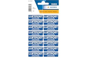 ‎HERMA HERMA 15035 Luftpost Aufkleber, 320 Stück, 12 x 40 mm, selbstklebend, klein, Luftpost Par Avion Prioritaire Warnhinweis Etiketten für den Versand, Papier Hinweisetiketten Versandaufkleber, blau