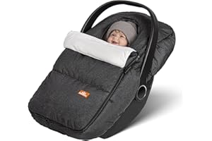 bemece Universal Fußsack Babyschale Winter, Wasserdicht & Winddicht, Für die Meisten Babyschalen Geeignet, Waschmaschinenfest - Dunkelgrau